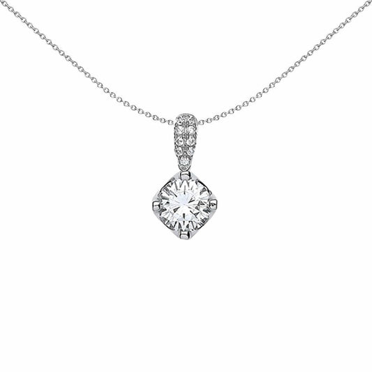 Silver  CZ Crown Pendant Necklace 18 inch - GVP332