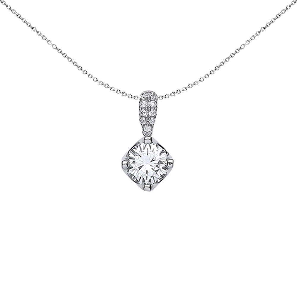 Silver  CZ Crown Pendant Necklace 18 inch - GVP332