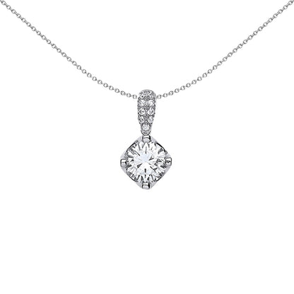 Silver  CZ Crown Pendant Necklace 18 inch - GVP332