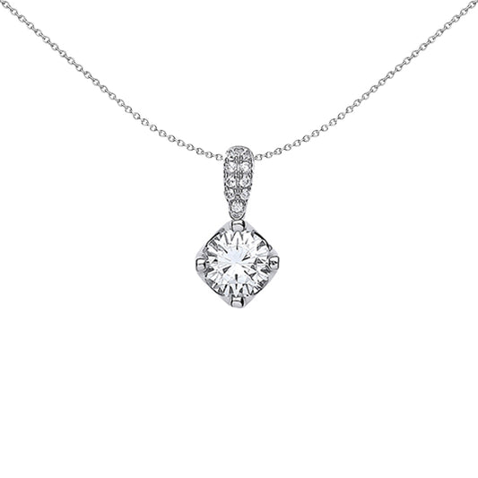 Silver  CZ Crown Pendant Necklace 18 inch - GVP332