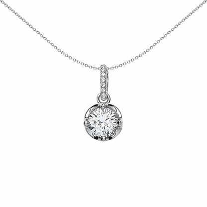 Silver  CZ Crown Pendant Necklace 18 inch - GVP333