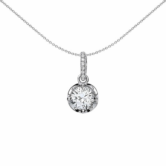 Silver  CZ Crown Pendant Necklace 18 inch - GVP333