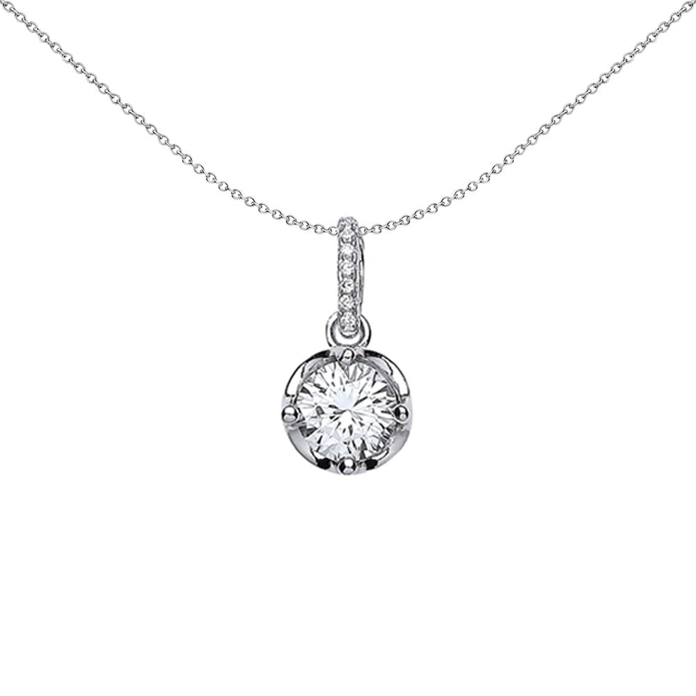Silver  CZ Crown Pendant Necklace 18 inch - GVP333