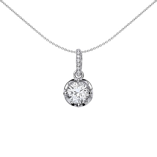 Silver  CZ Crown Pendant Necklace 18 inch - GVP333