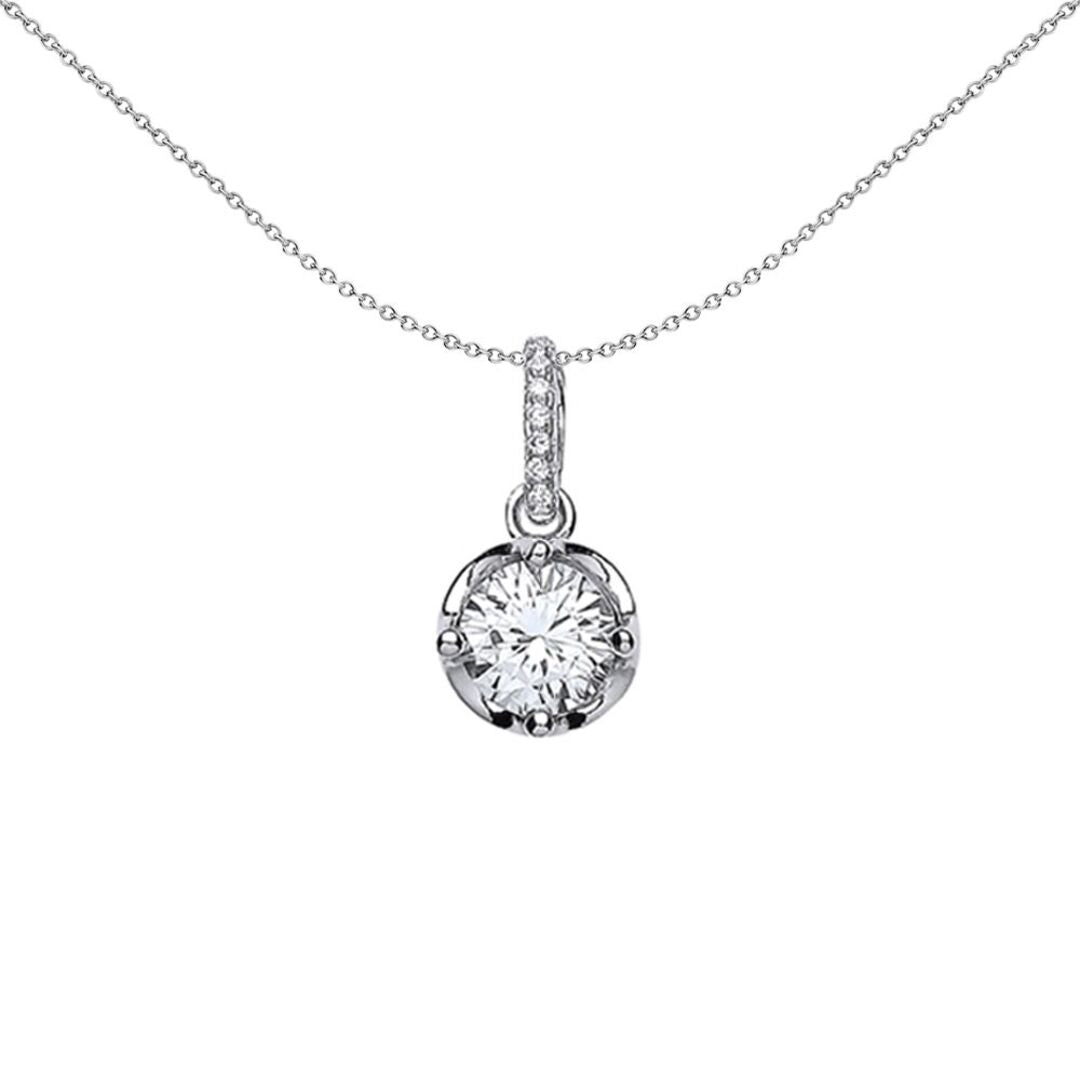 Sterling Silver  CZ Chunky Bezel Crown Pendant Necklace - GVP333