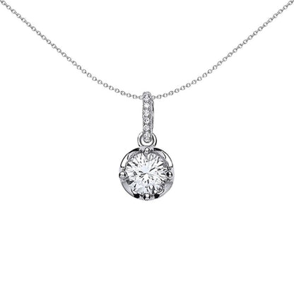Sterling Silver  CZ Chunky Bezel Crown Pendant Necklace - GVP333