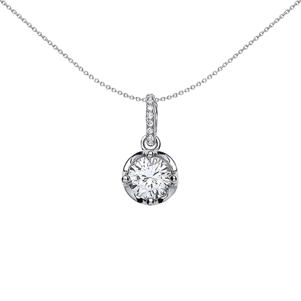 Silver  CZ Crown Pendant Necklace 18 inch - GVP333