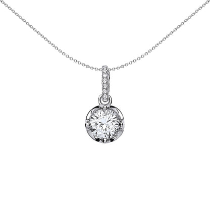 Silver  CZ Crown Pendant Necklace 18 inch - GVP333