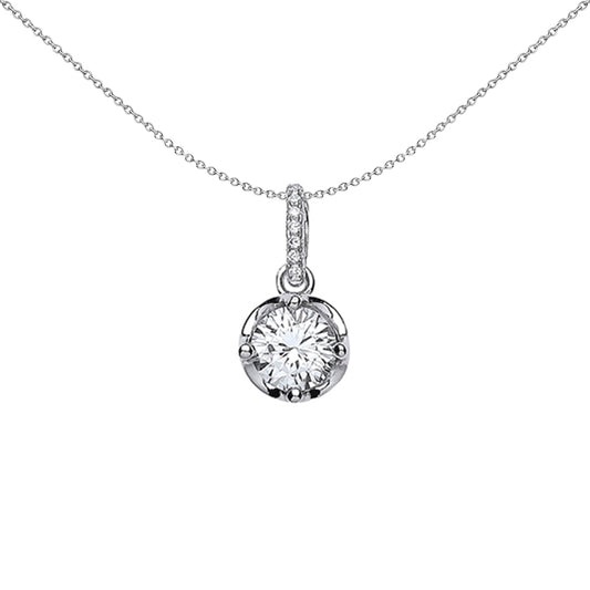 Silver  CZ Crown Pendant Necklace 18 inch - GVP333