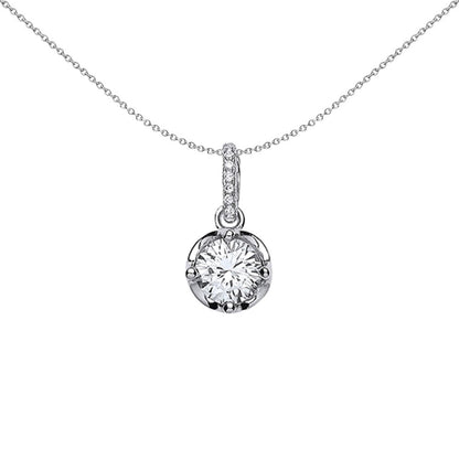 Silver  CZ Crown Pendant Necklace 18 inch - GVP333