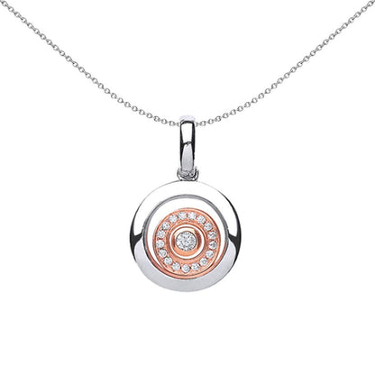 Rose Silver  CZ Floating Stone Halo Rings Necklace - GVP337