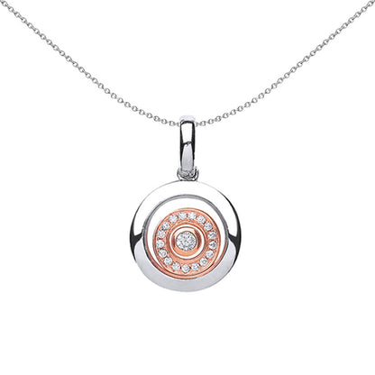 Rose Silver  CZ Floating Stone Halo Rings Necklace 18 inch - GVP337