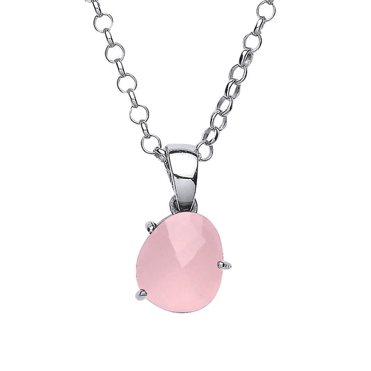 Silver  Pink irregular-shape Quartz Nugget Necklace 18 inch - GVP341PQ