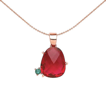 Rose Silver  Red irregular-shape CZ Nugget Necklace - GVP342R