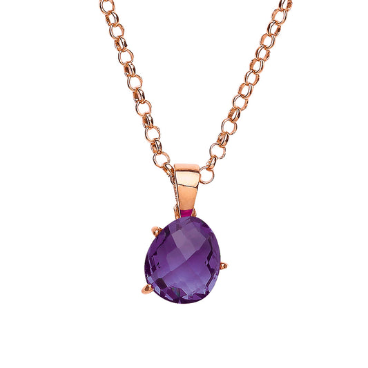 Rose Silver  Purple irregular-shape CZ Nugget Necklace 18 inch - GVP343AM