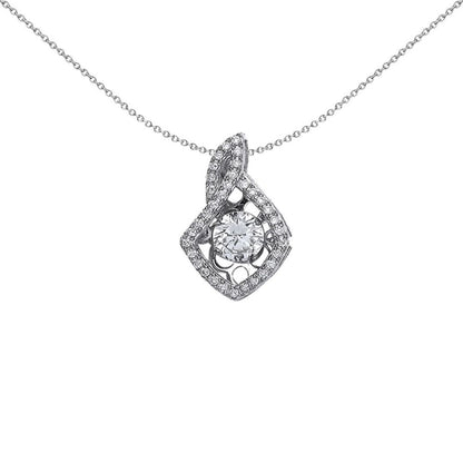 Sterling Silver  CZ Solitaire Twisted Cushion  Halo Pendant - GVP350