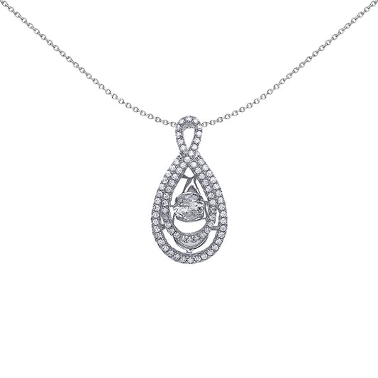 Silver  CZ Solitaire Pendant Necklace 18 inch - GVP351