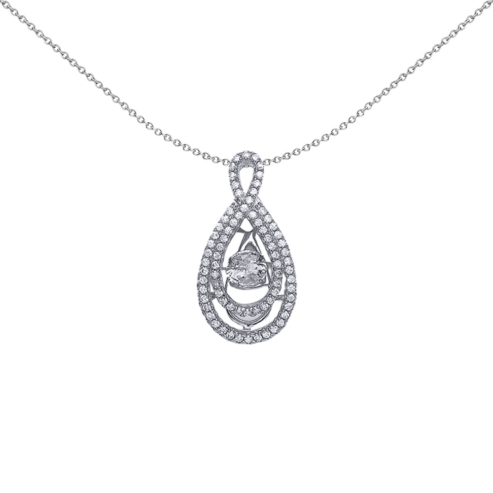 Silver  CZ Solitaire Pendant Necklace 18 inch - GVP351