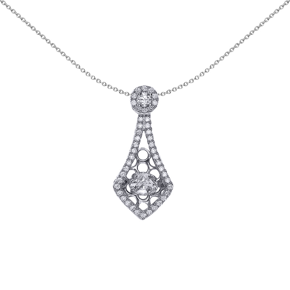 Silver  CZ Solitaire Pendant Necklace 18 inch - GVP352