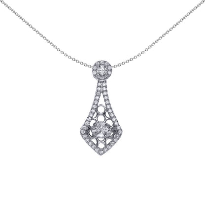 Silver  CZ Solitaire Pendant Necklace 18 inch - GVP352