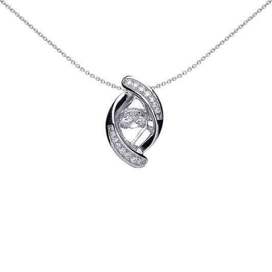Sterling Silver  CZ Rocking Solitaire Eye Hug Suspended Pendant - GVP353