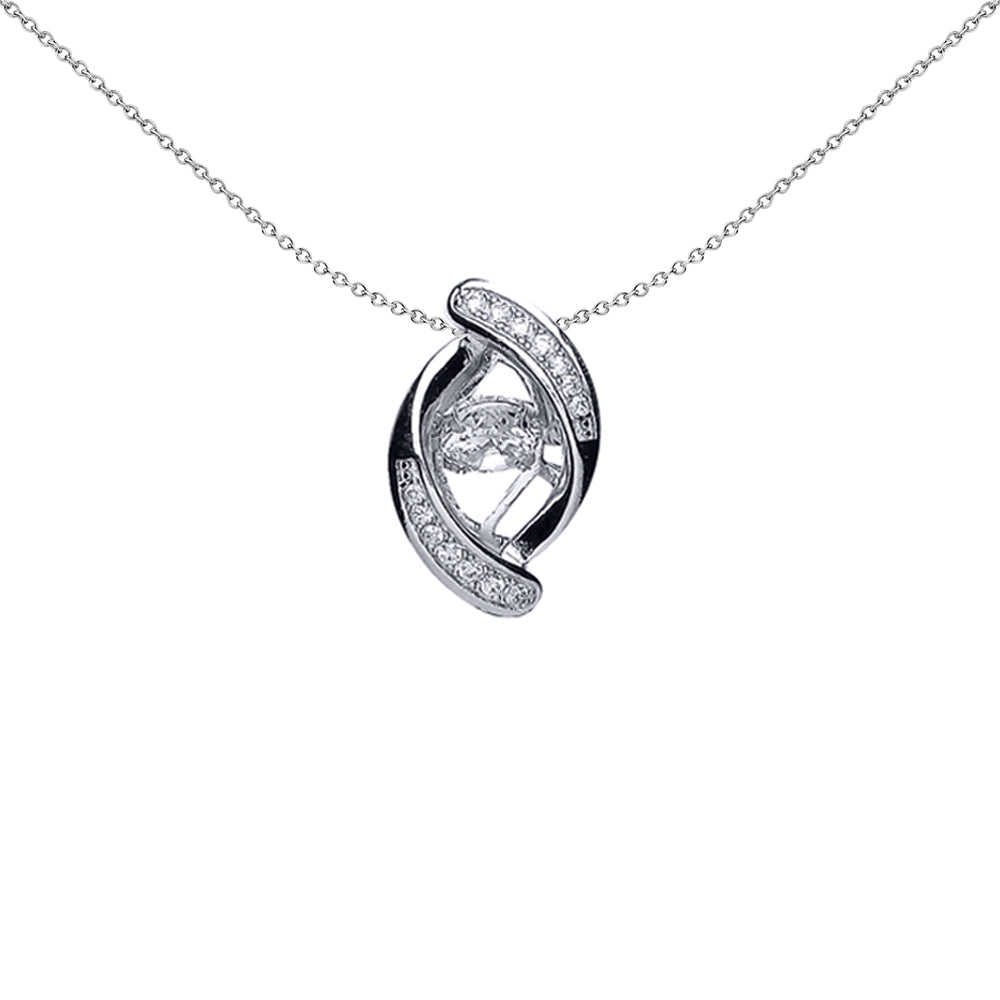 Silver  CZ Solitaire Pendant Necklace 18 inch - GVP353