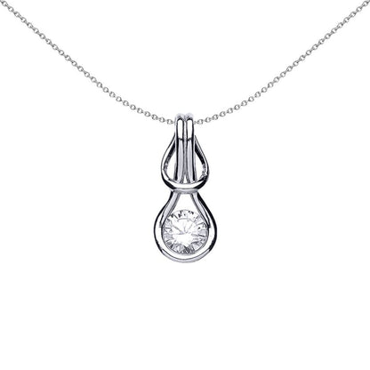 Silver  CZ Love Knot Solitaire Pendant Necklace - GVP355