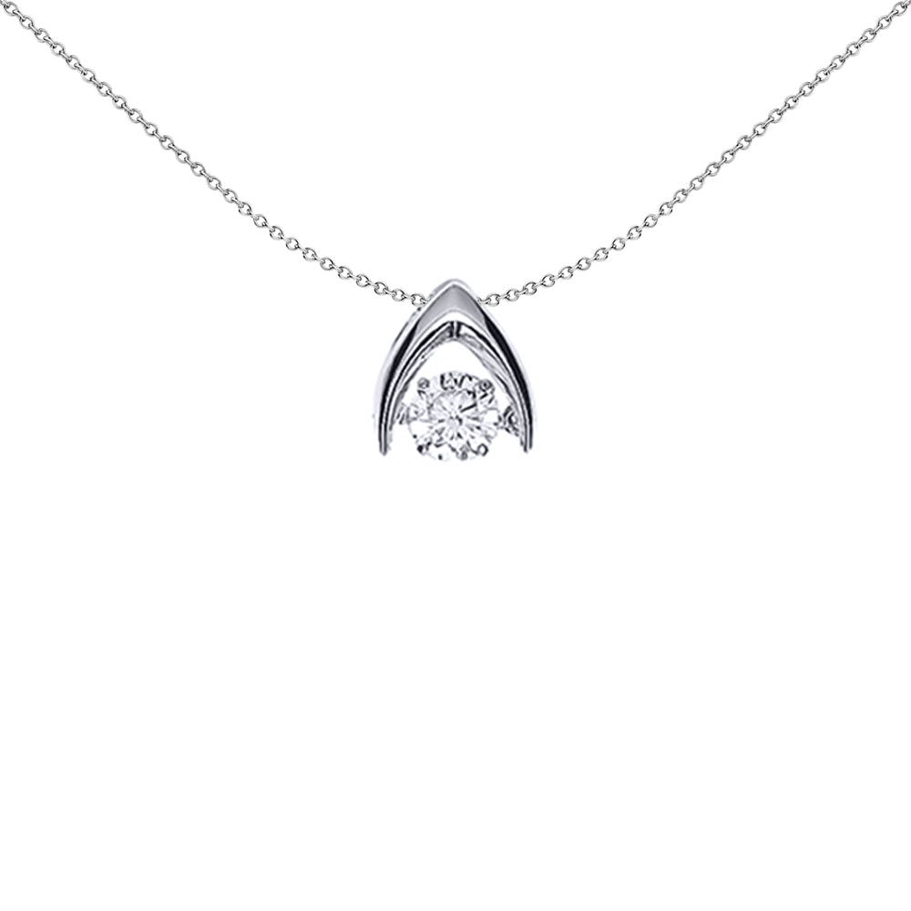 Silver  CZ Solitaire Pendant Necklace 18 inch - GVP367