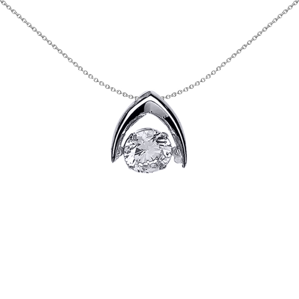 Silver  CZ Solitaire Pendant Necklace 18 inch - GVP368