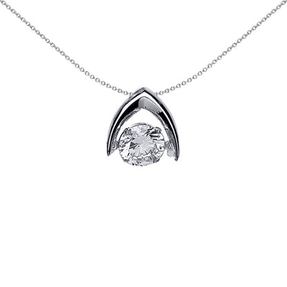 Silver  CZ Solitaire Pendant Necklace 18 inch - GVP368