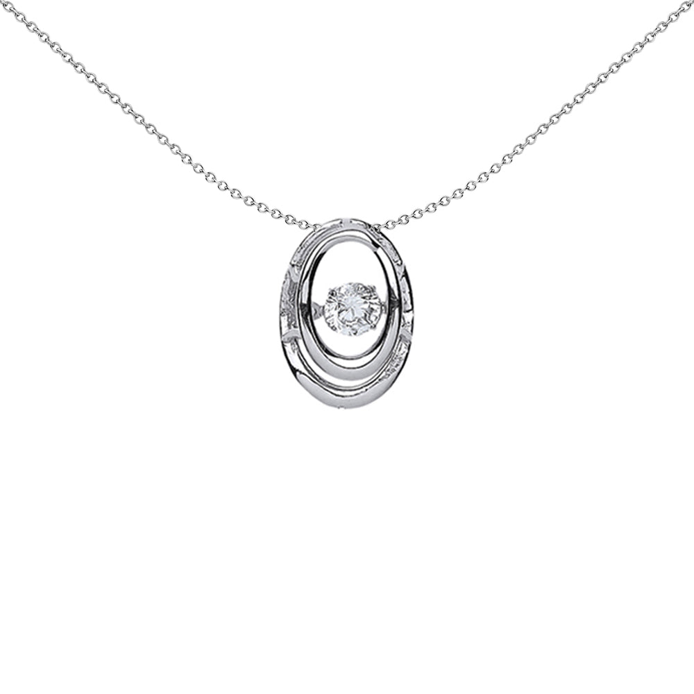 Silver  CZ Solitaire Pendant Necklace 18 inch - GVP369