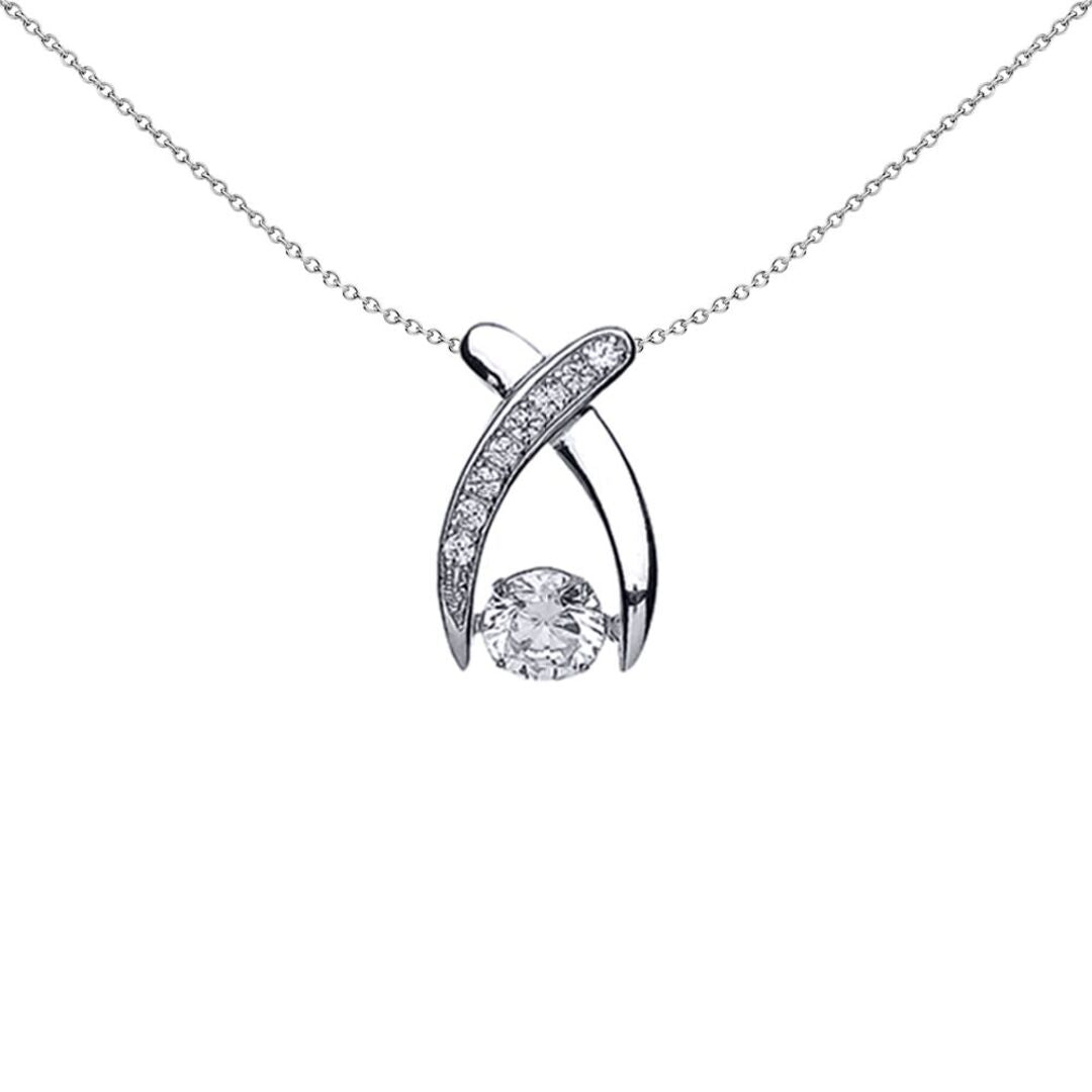 Sterling Silver  CZ Rocking Solitaire Crossover Arch Beak Pendant - GVP370
