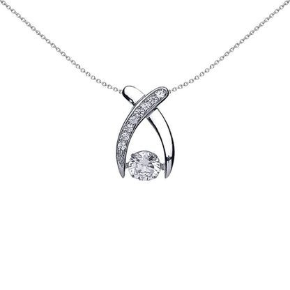 Sterling Silver  CZ Rocking Solitaire Crossover Arch Beak Pendant - GVP370