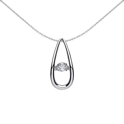 Silver  CZ Solitaire Pendant Necklace 18 inch - GVP371