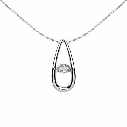 Silver  CZ Solitaire Pendant Necklace 18 inch - GVP371