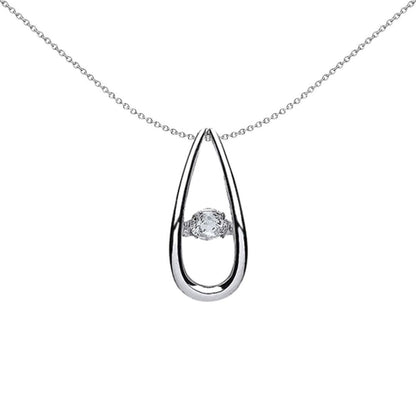 Sterling Silver  CZ Rocking Solitaire Elongated Teardrop Pendant - GVP371