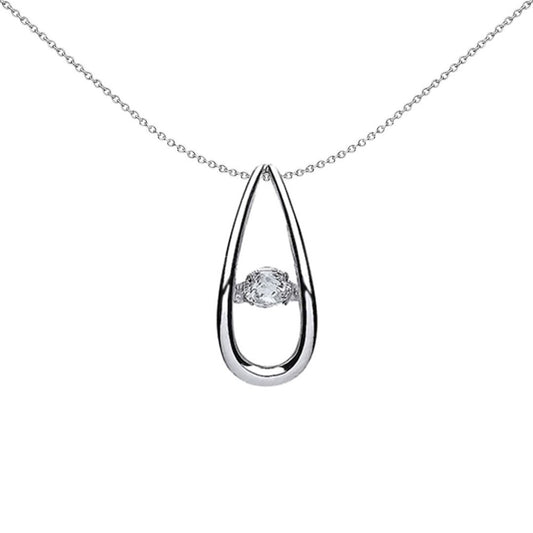 Sterling Silver  CZ Rocking Solitaire Elongated Teardrop Pendant - GVP371