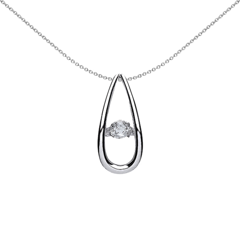 Silver  CZ Solitaire Pendant Necklace 18 inch - GVP371