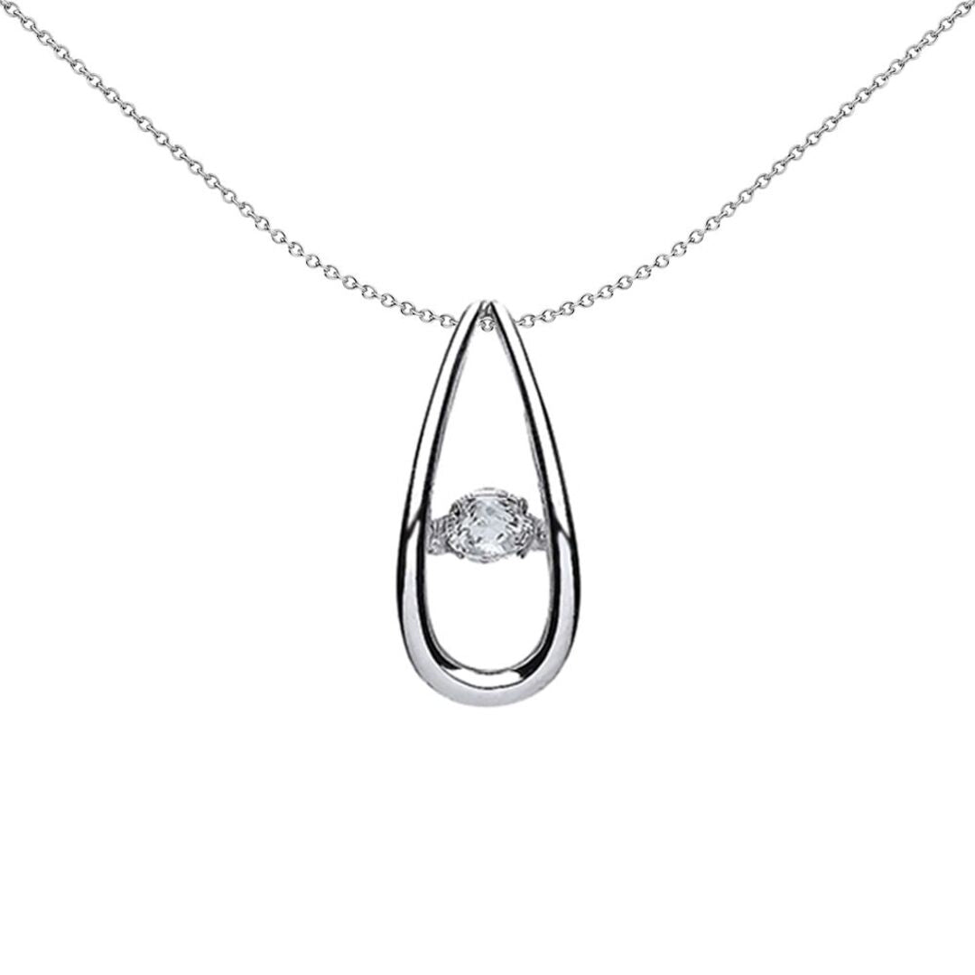 Sterling Silver  CZ Rocking Solitaire Elongated Teardrop Pendant - GVP371