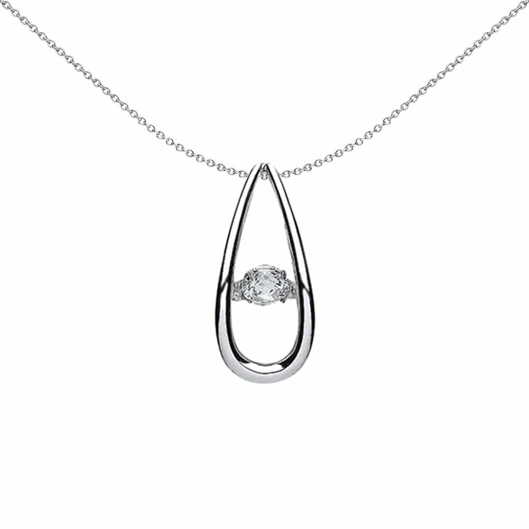 Silver  CZ Solitaire Pendant Necklace 18 inch - GVP371