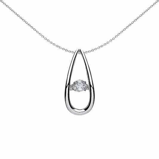 Silver  CZ Solitaire Pendant Necklace 18 inch - GVP371