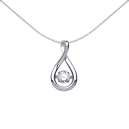 Silver  CZ Solitaire Pendant Necklace 18 inch - GVP372