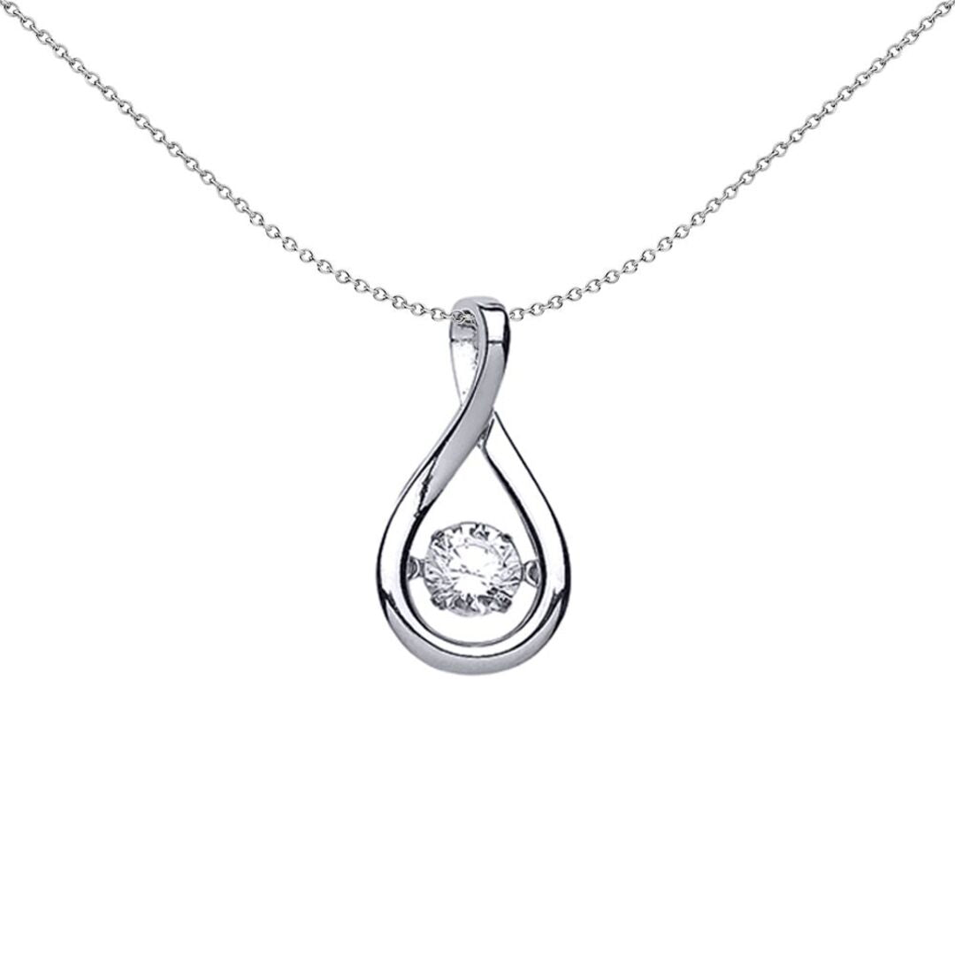 Silver  CZ Rocking Solitaire Infinity Twist Figure-8 Knot Pendant - GVP372