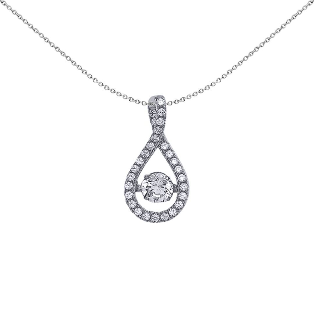 Silver  CZ Rocking Solitaire Infinity Twist Figure-8 Knot Pendant - GVP373