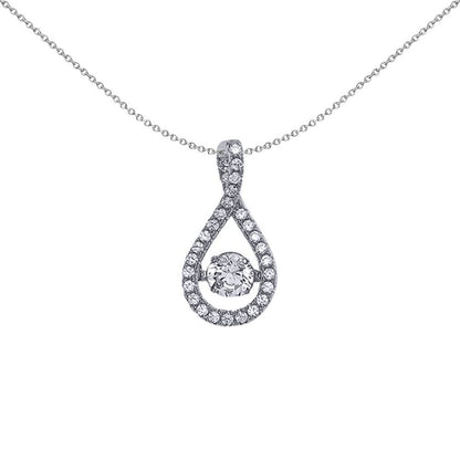 Silver  CZ Rocking Solitaire Infinity Twist Figure-8 Knot Pendant - GVP373