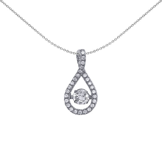 Silver  CZ Rocking Solitaire Infinity Twist Figure-8 Knot Pendant - GVP373
