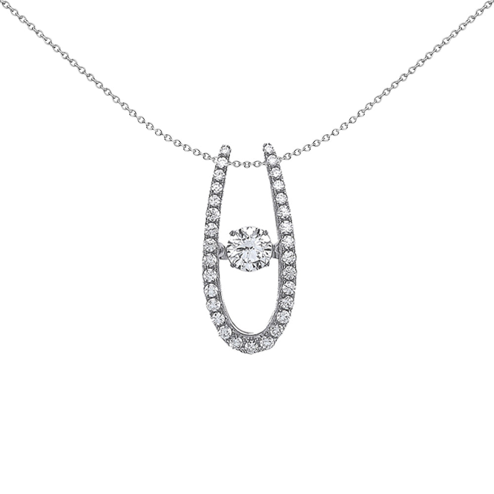 Silver  CZ Solitaire Pendant Necklace 18 inch - GVP374