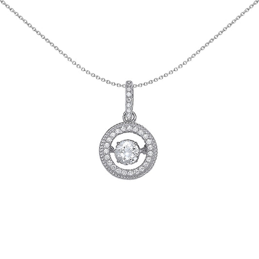 Silver  CZ Floating Halo Pendant Necklace 18 inch - GVP378