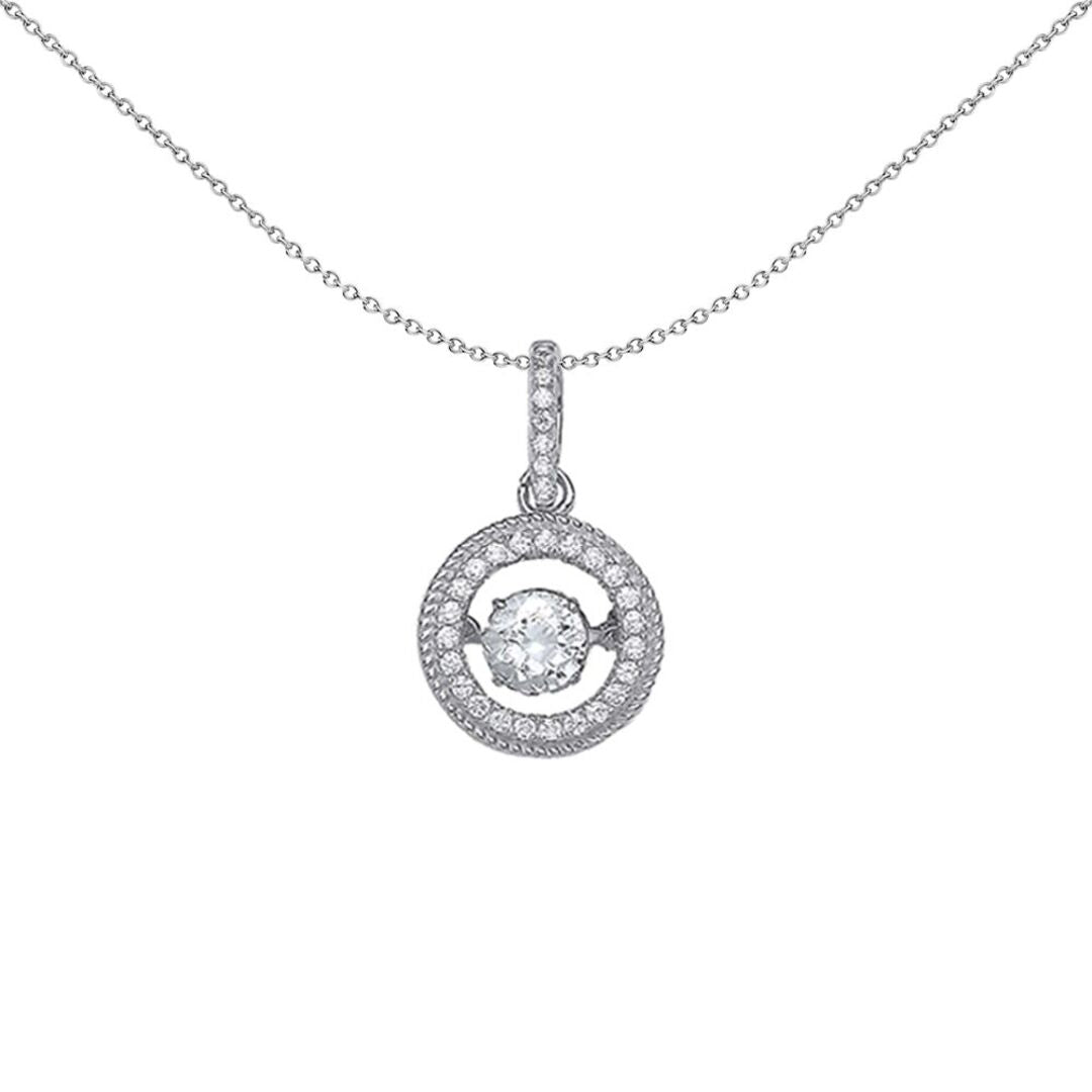 Silver  CZ Floating Halo Pendant Necklace - GVP378
