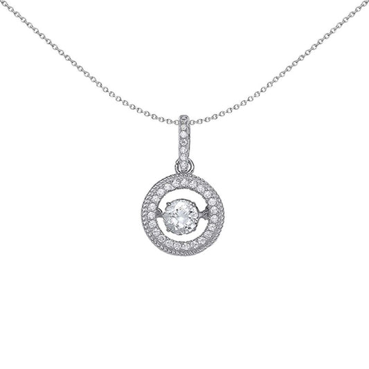 Silver  CZ Floating Halo Pendant Necklace - GVP378